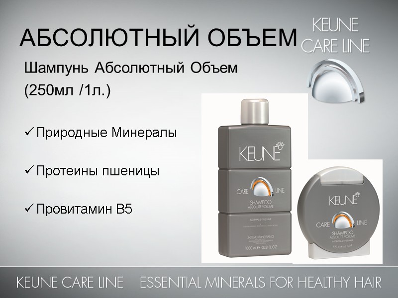 АБСОЛЮТНЫЙ ОБЪЕМ Шампунь Абсолютный Объем  (250мл /1л.)  Природные Минералы  Протеины пшеницы